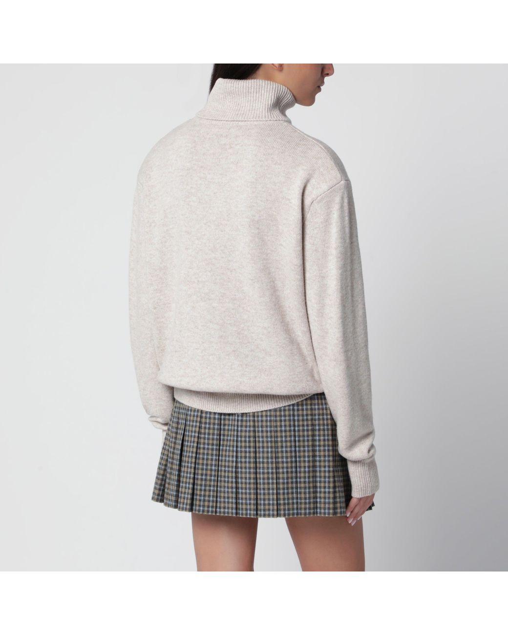 Frankie Shop Gray Gala Light Merino Wool Turtleneck Sweater