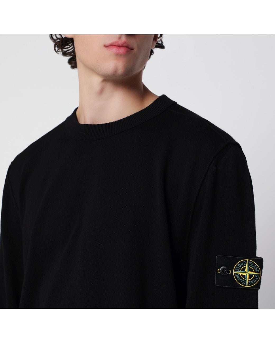 Stone Island Black Cotton Sweater for men