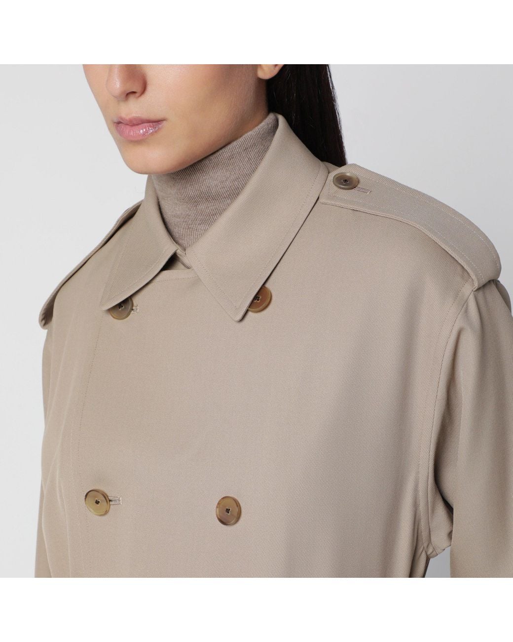 Auralee Natural Wool Trench Coat With Removable Lining