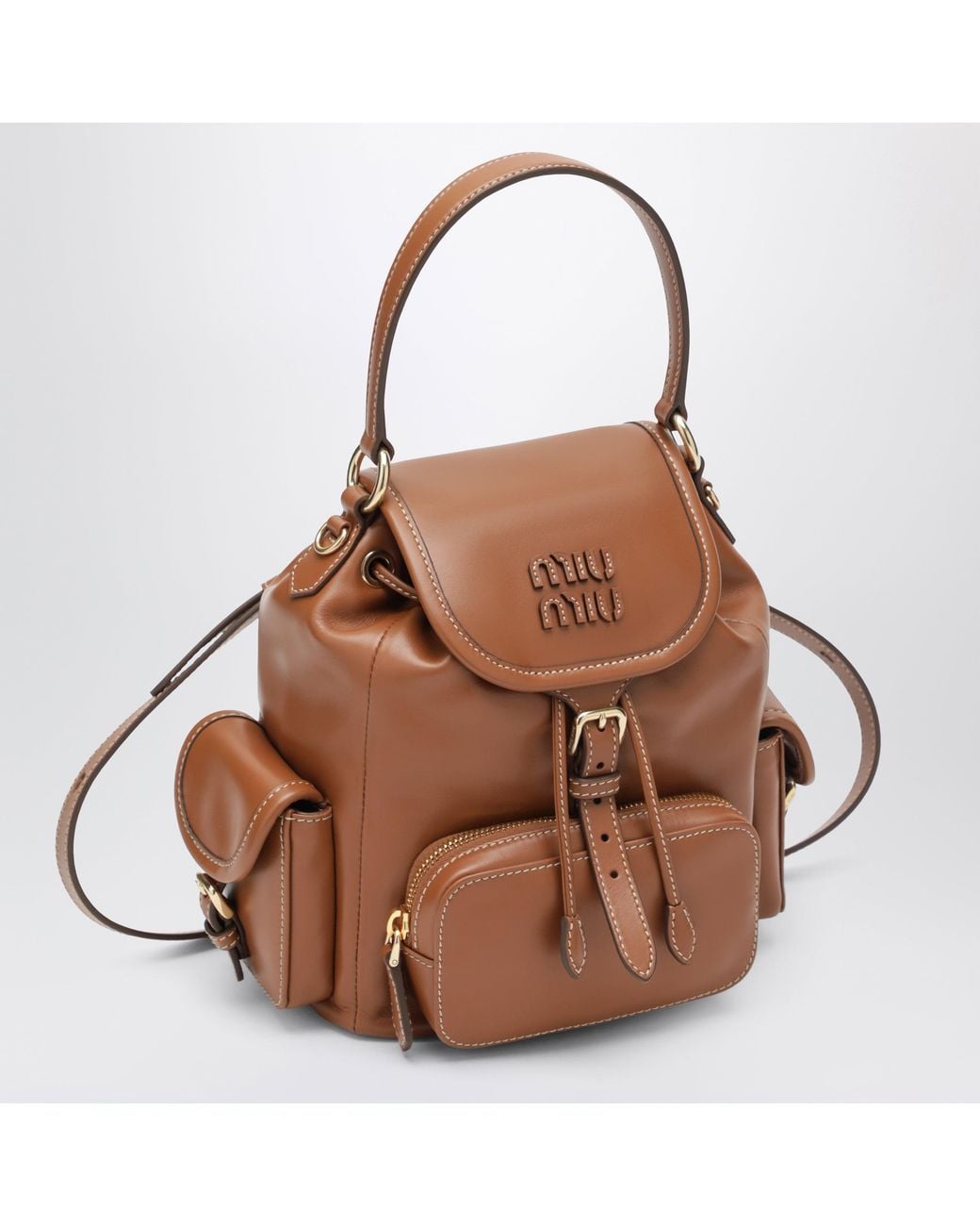 Miu Miu Brown Cognac Calfskin Backpack
