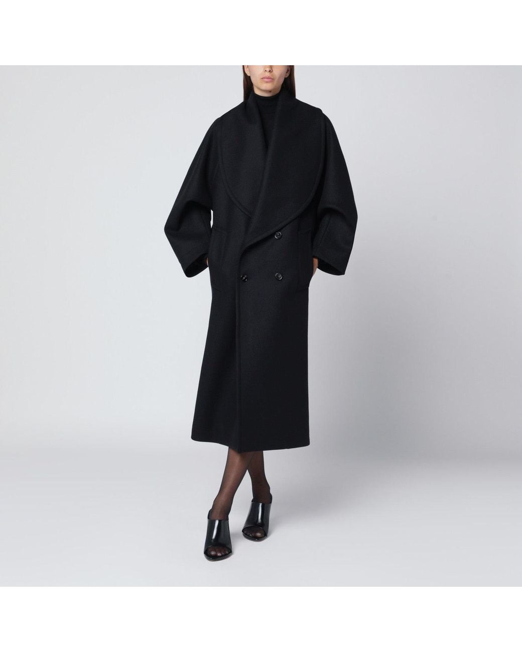 Bottega Veneta Black Wool Double-breasted Coat