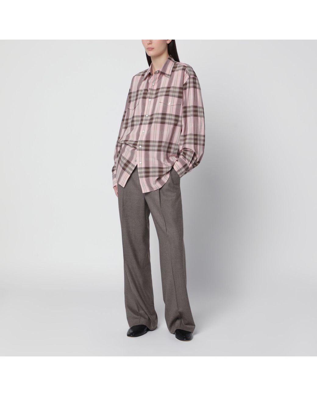 Auralee Pink Check Shirt