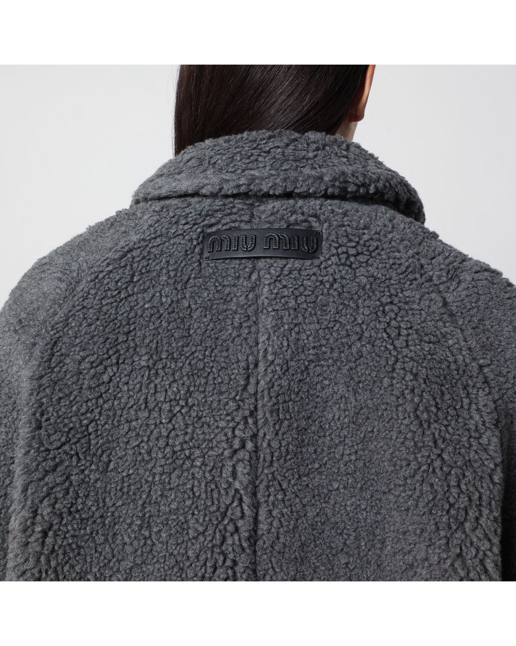 Miu Miu Black Slate Shearling-Effect Coat