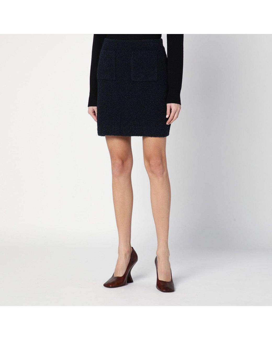 Bottega Veneta Black Bouclé Wool Blend Mini Skirt