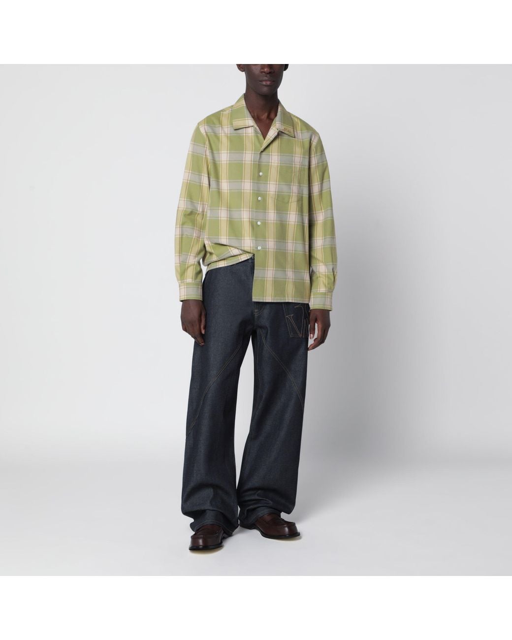 J.W. Anderson Green Checked Apple Cotton Flannel Shirt for men