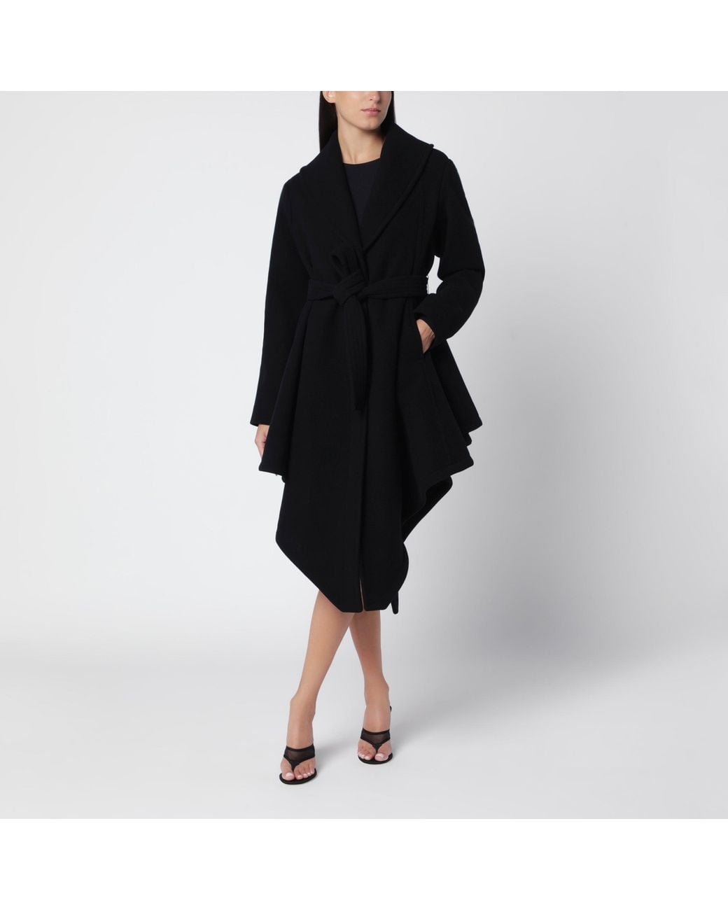 Alaïa Black Asymmetric Wool Coat