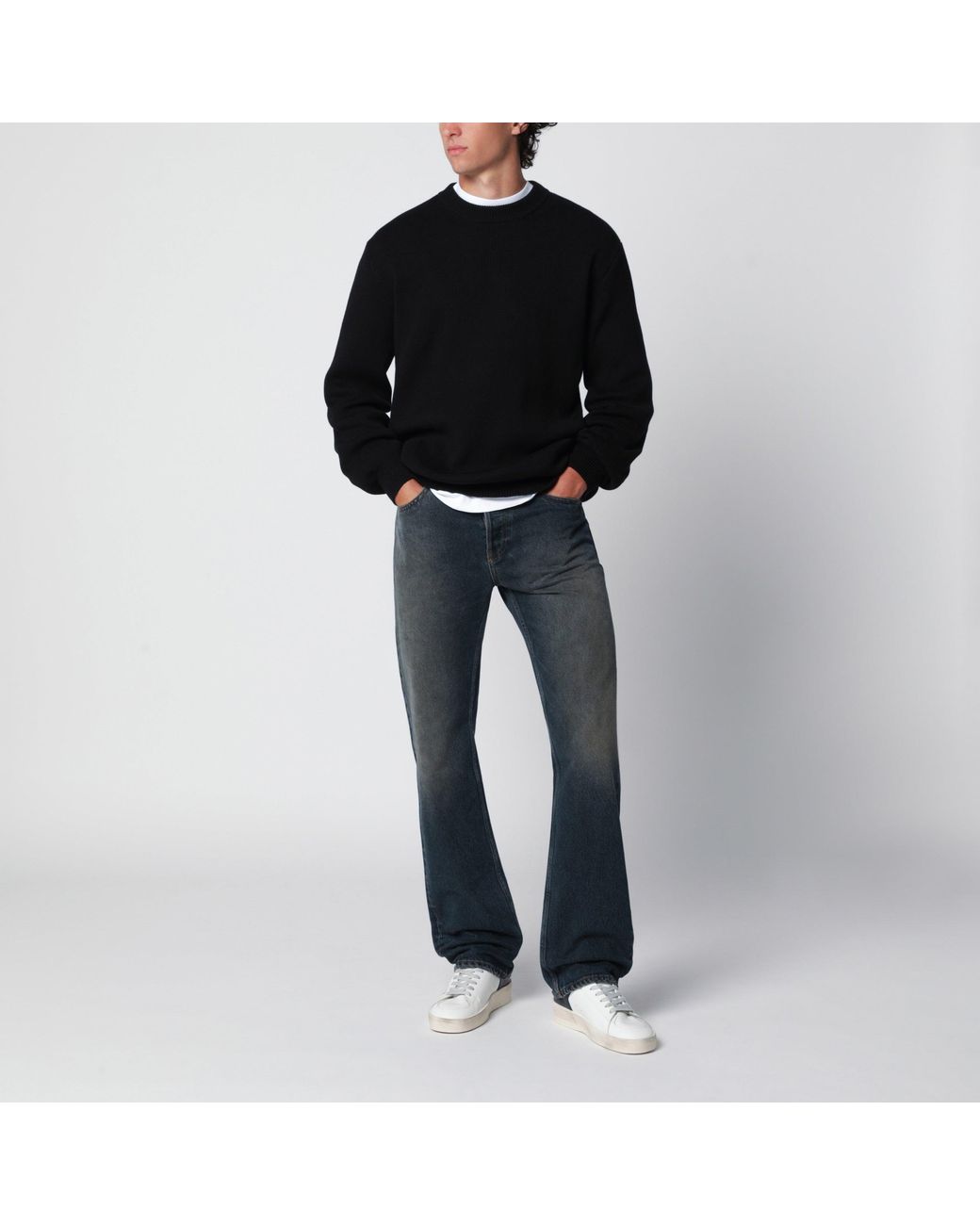 Golden Goose Deluxe Brand Black Golden Cotton Crewneck Sweater for men
