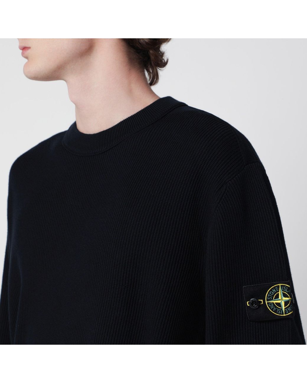 Stone Island Black Crew-Neck Sweater for men