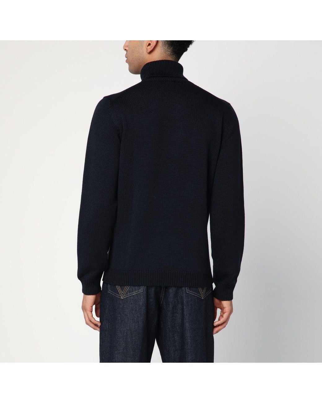 Roberto Collina Blue Wool Turtleneck Sweater for men