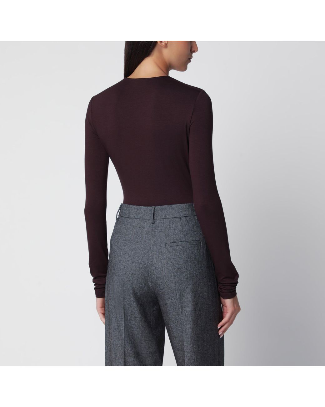 ANDAMANE Black Deep Neckline Rouge Noir Stretch Jersey Bodysuit