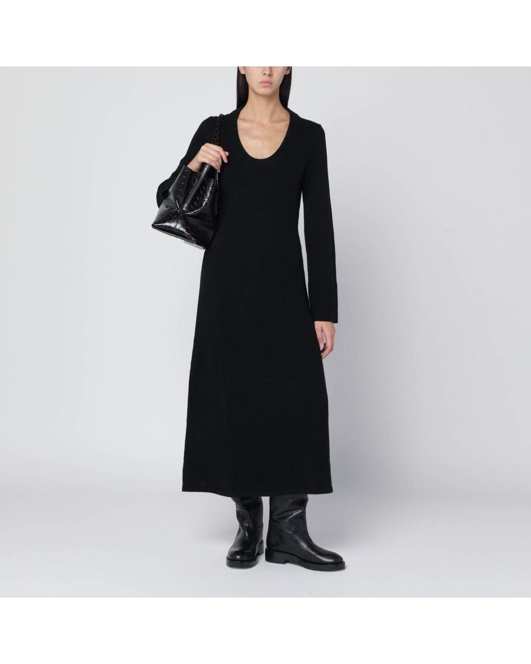 Loulou de Saison Black Long Ari Knit Dress