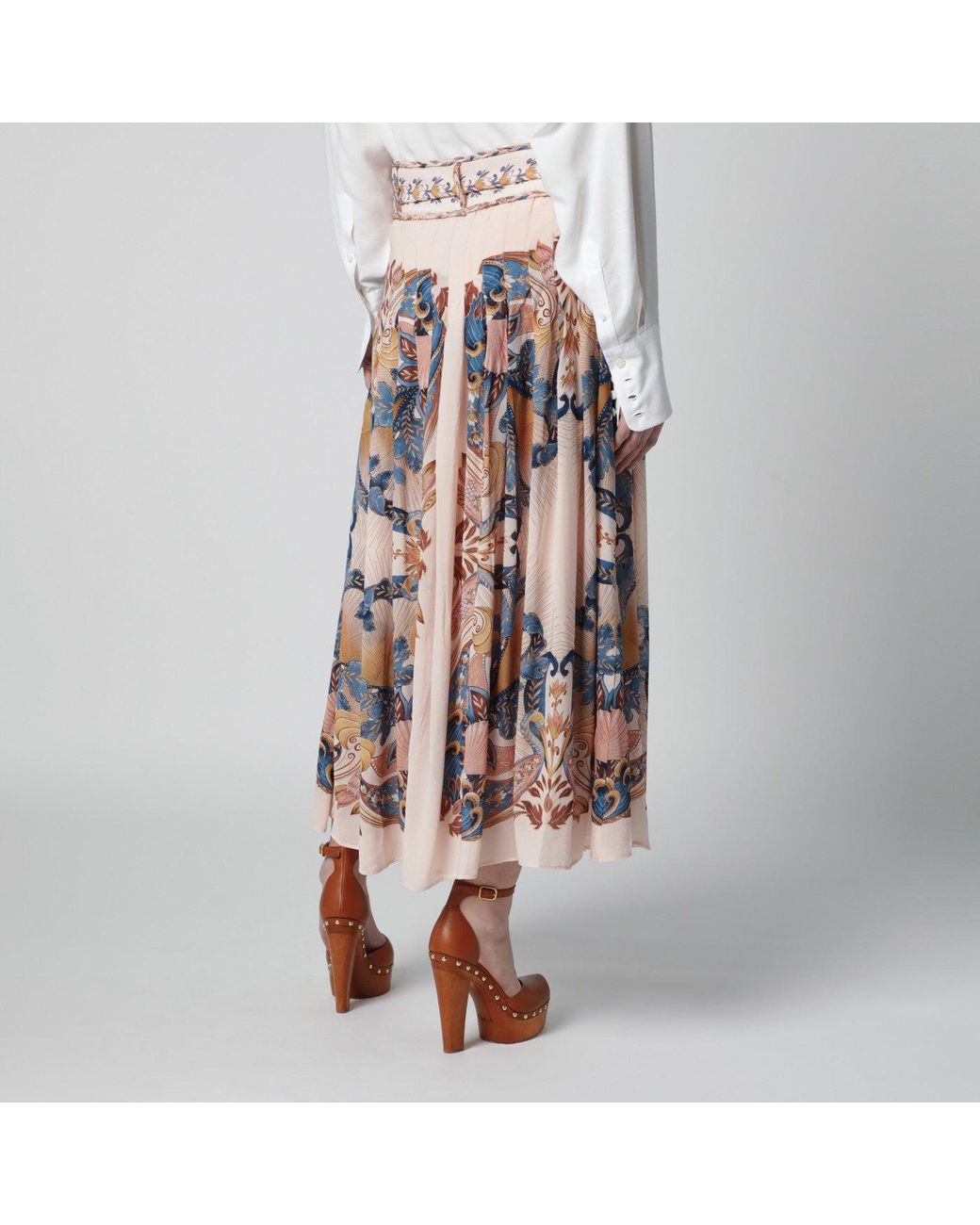 Farm Rio Multicolor Sea Garden Pleated Skirt