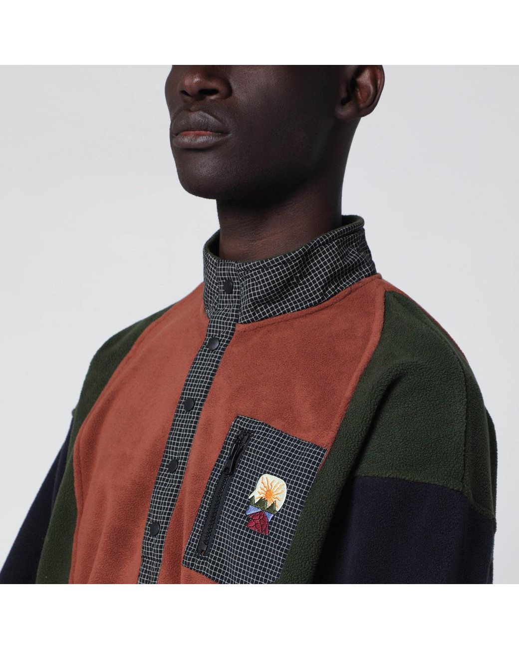 Brain Dead Red Color Block Fleece for men