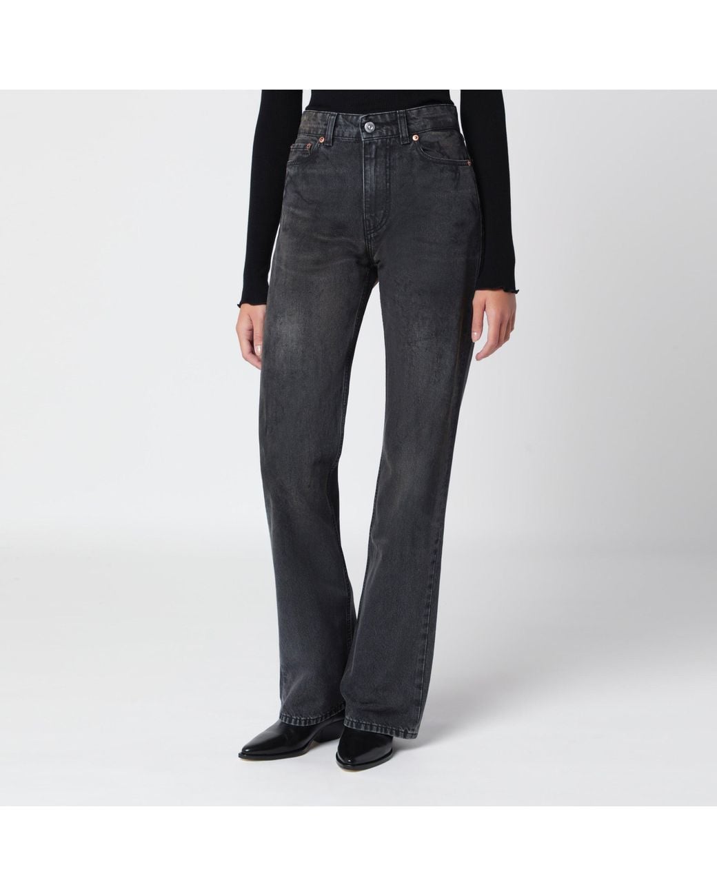 Our Legacy Blue Washed-Effect Boot Cut Jeans