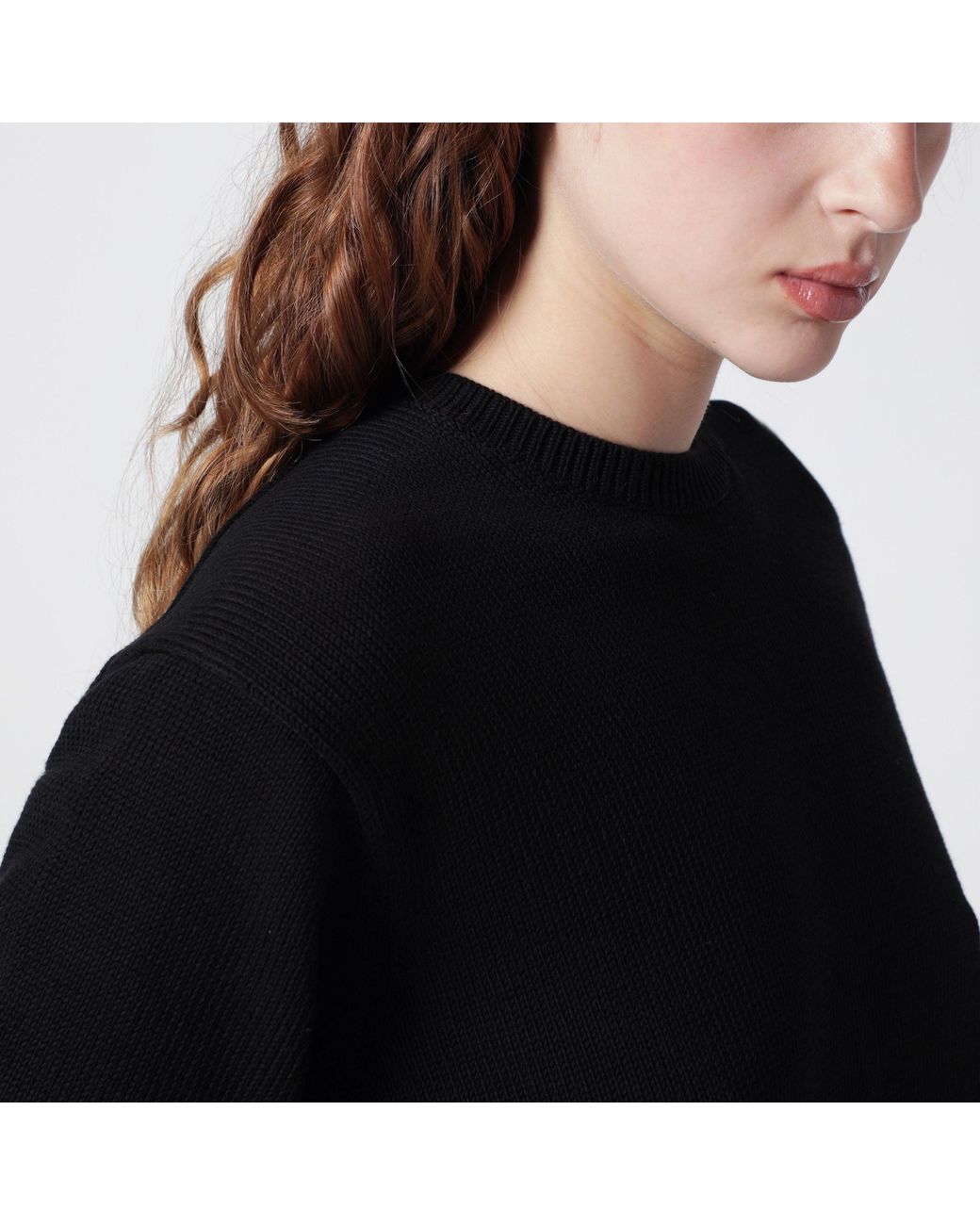 Totême Black Cotton Crew Neck Jumper
