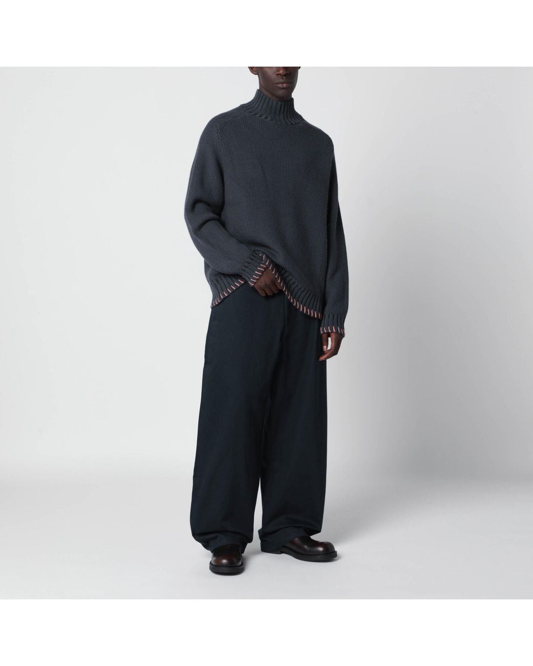 YMC Blue Loose-Fit Cotton Trousers for men
