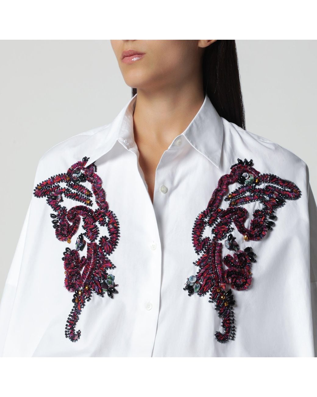 Dries Van Noten Blue Embroidered Cotton Shirt