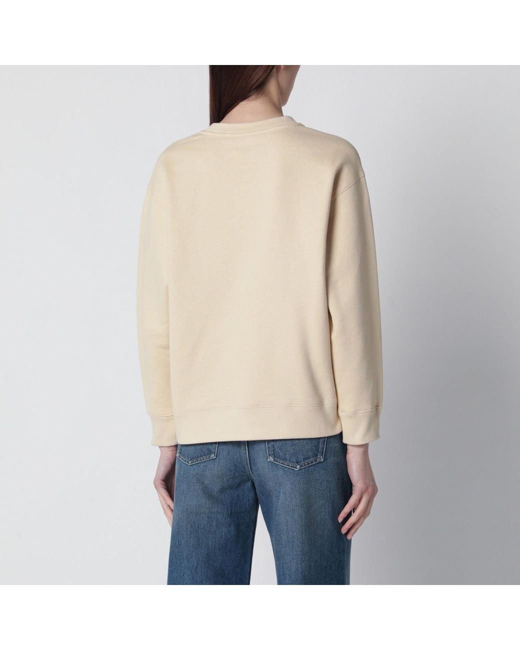 Valentino Blue Ivory Cotton Sweatshirt With Chez Floral Motif