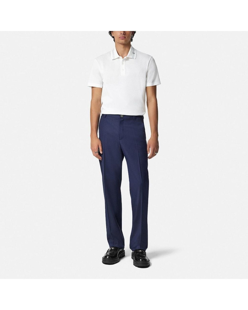 Versace White Polo Shirt With Medusa Embroidery for men