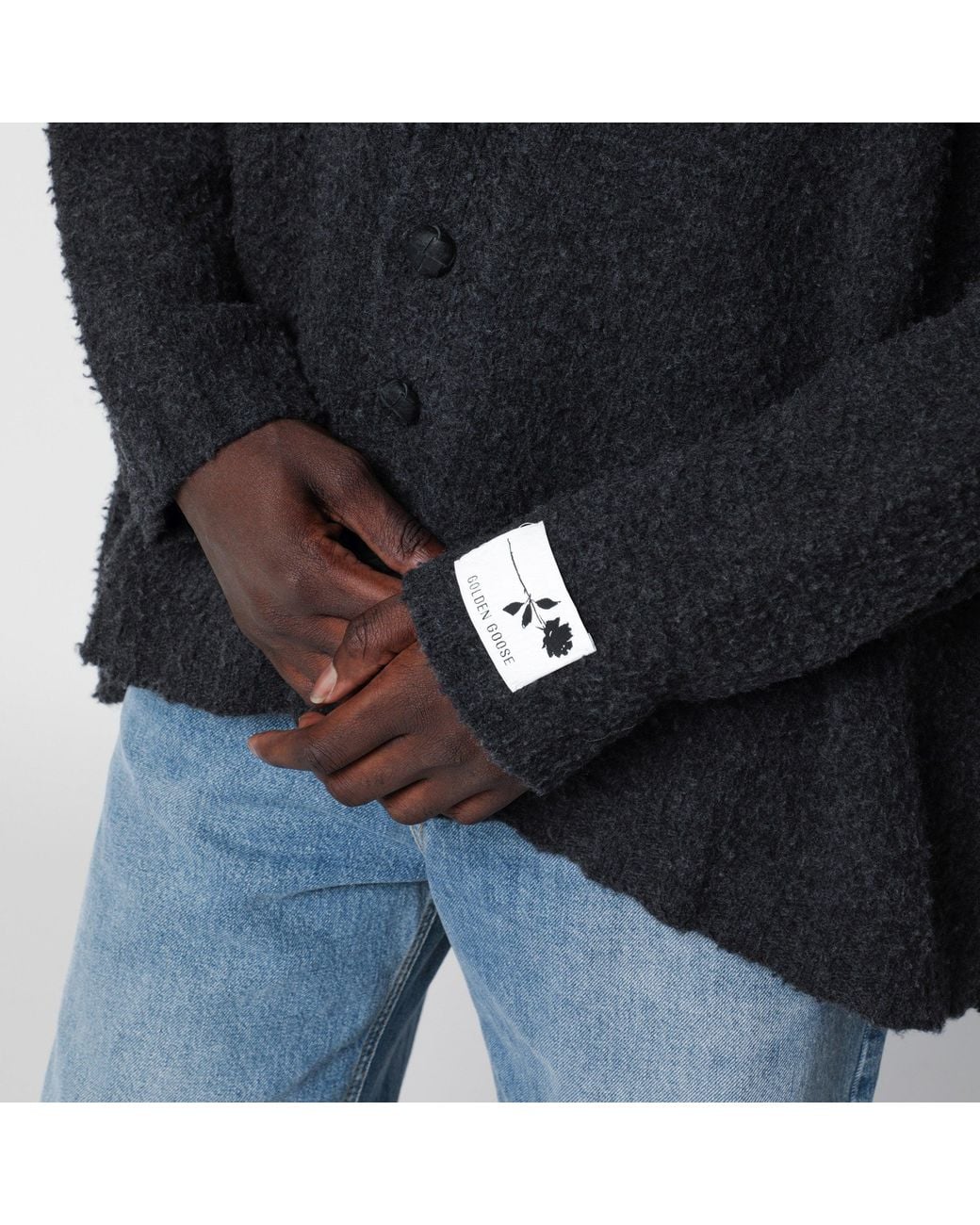 Golden Goose Deluxe Brand Black Bouclé Knit Cardigan for men