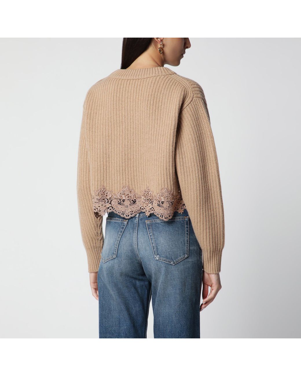 Chloé Natural Cropped Turtleneck Sweater