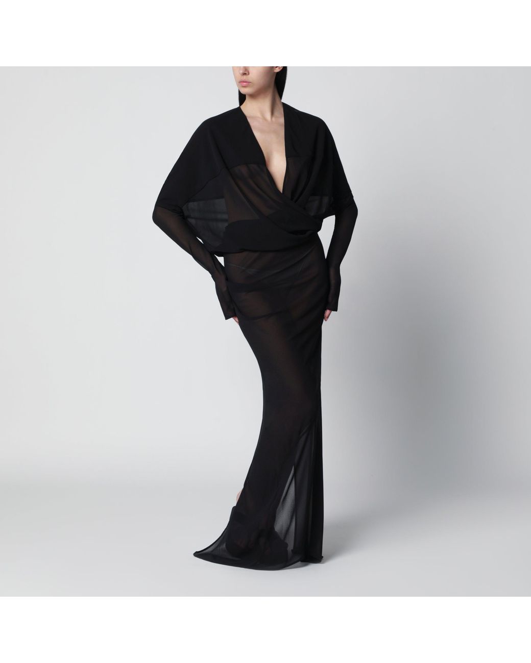 Entire studios Black Long Semi-Sheer Dress