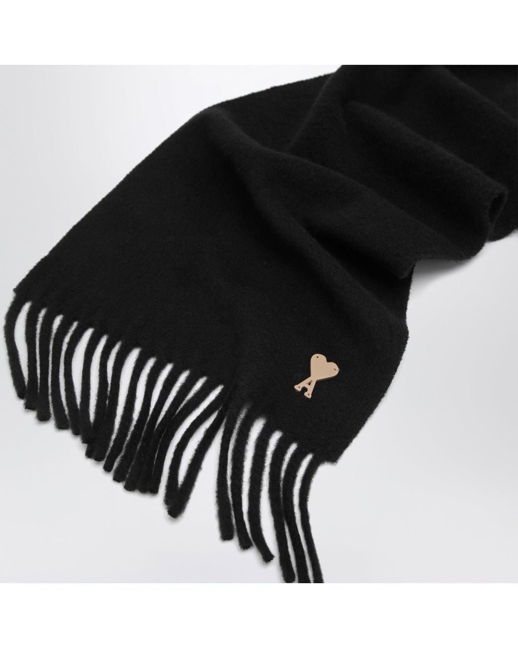 AMI Black Ami De Coeur Wool Scarf for men