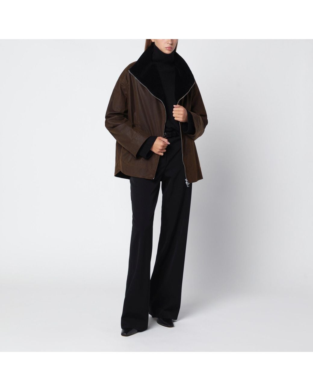 Totême Brown Oversized Dark Sheepskin Coat
