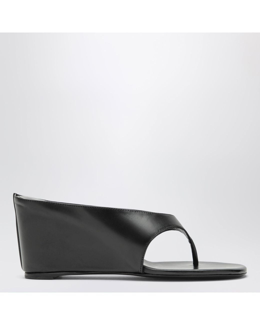 Jude Black Leather Thong Sandals