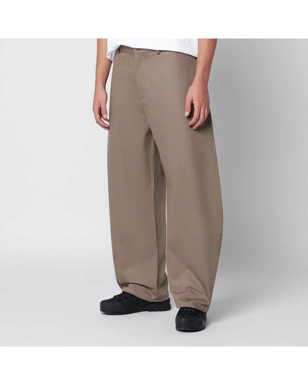 YMC Brown Taupe Loose-Fit Cotton Trousers for men