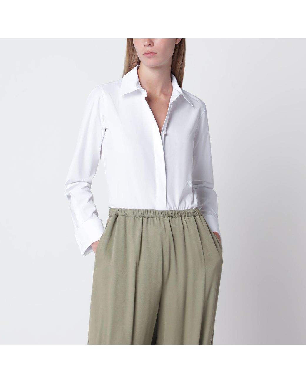 Max Mara White Cotton Shirt With Logo
