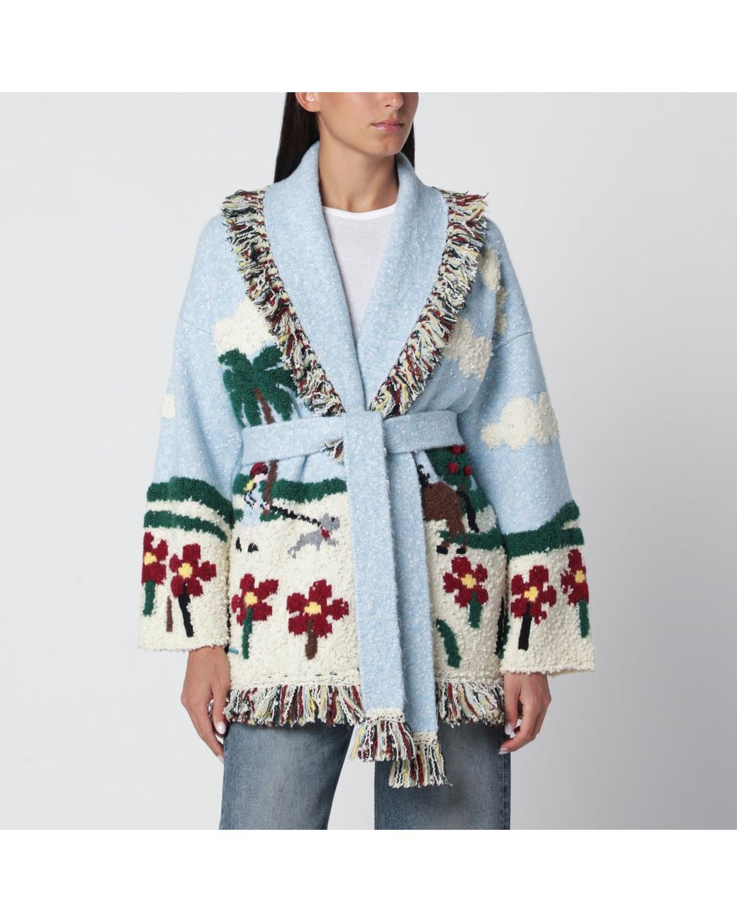 Alanui Blue Casa Light Wool-Blend Cardigan