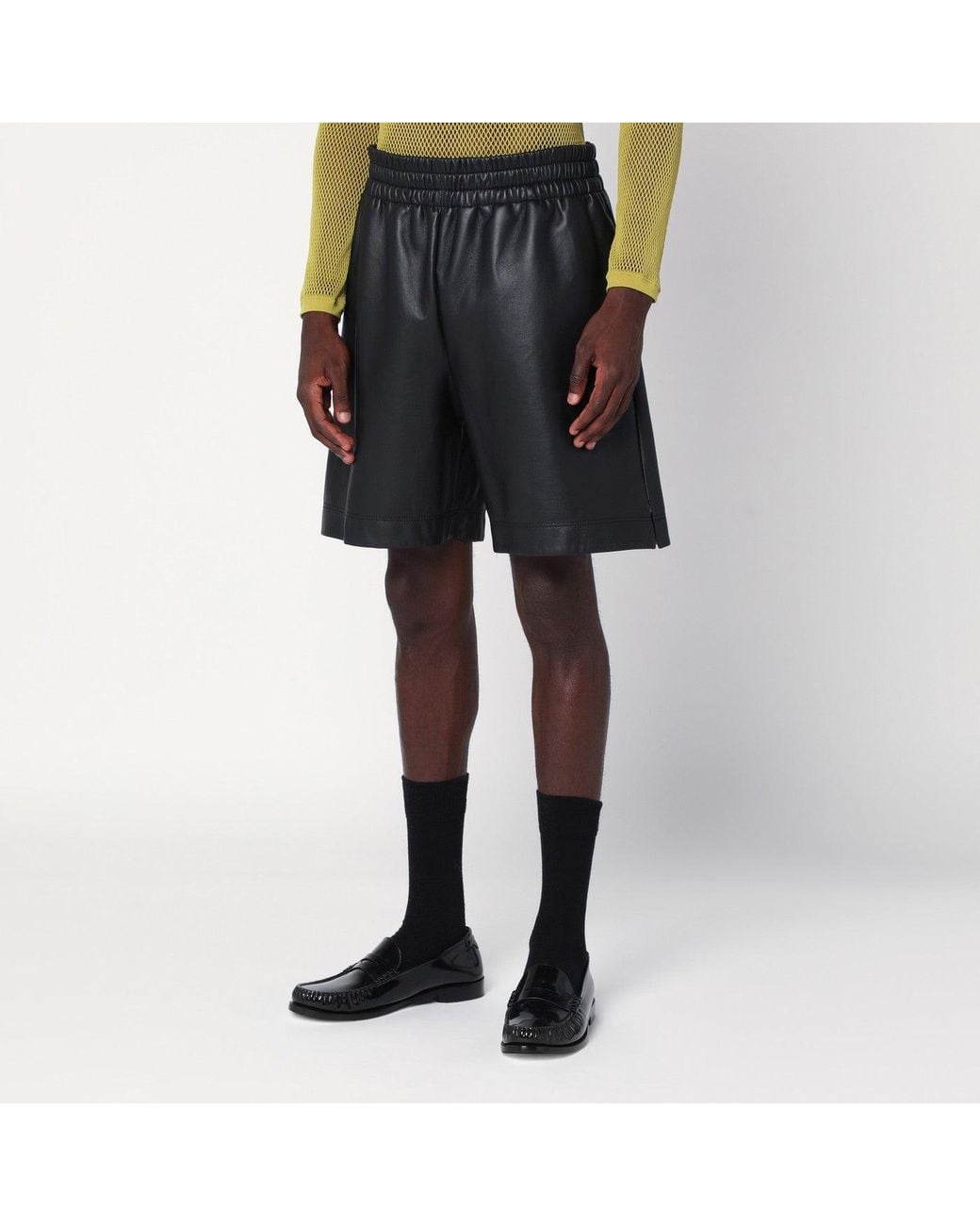 Gucci Black Leather Bermuda Shorts for men