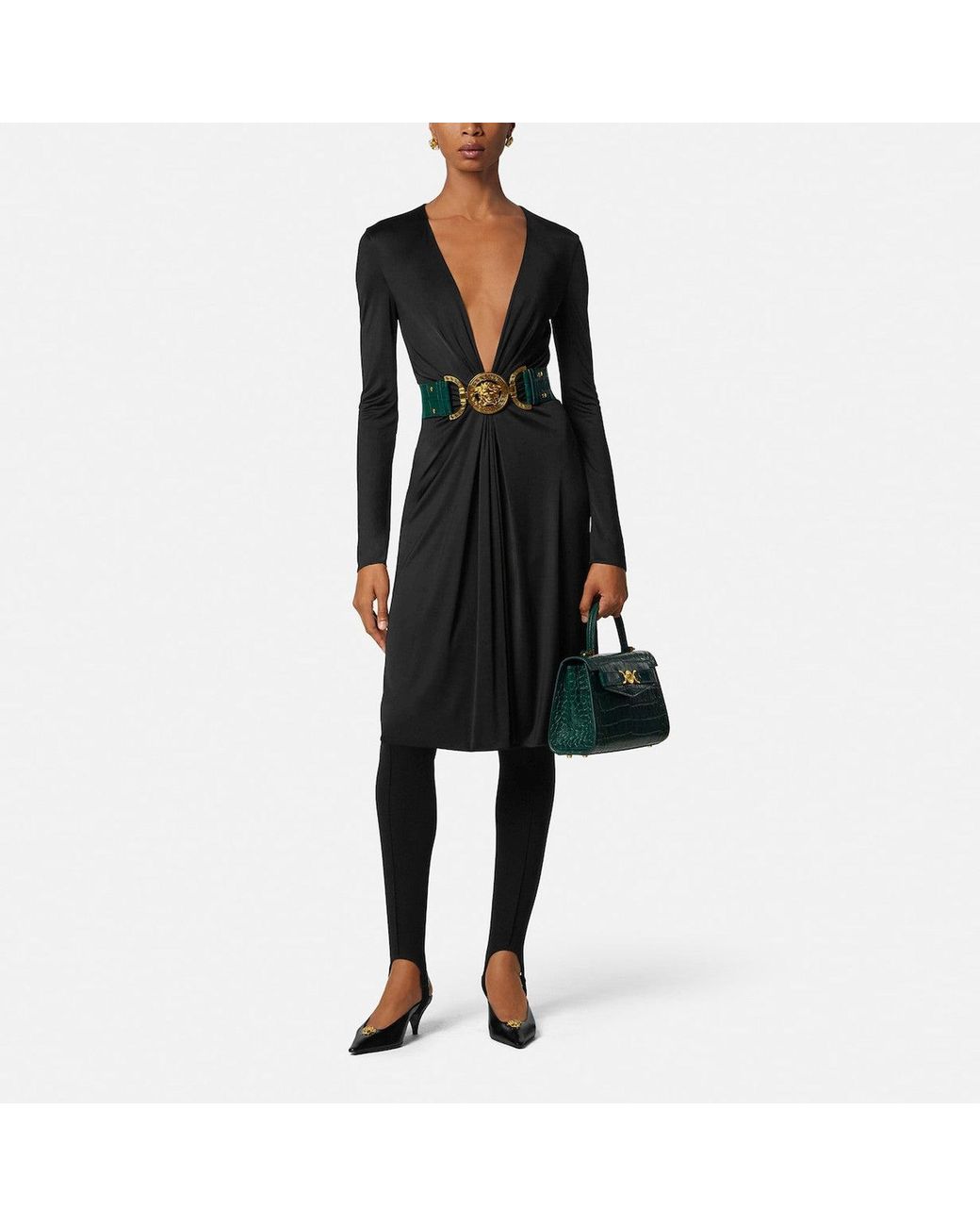 Versace Black Viscose Jersey Midi Dress
