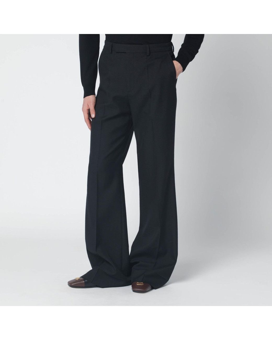 Valentino Black Wool-Blend Trousers for men