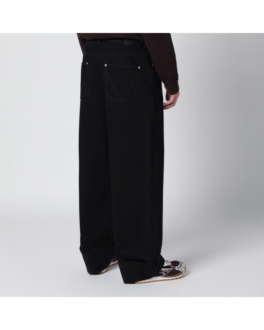 Bottega Veneta Black Faded Turn-Up Jeans for men