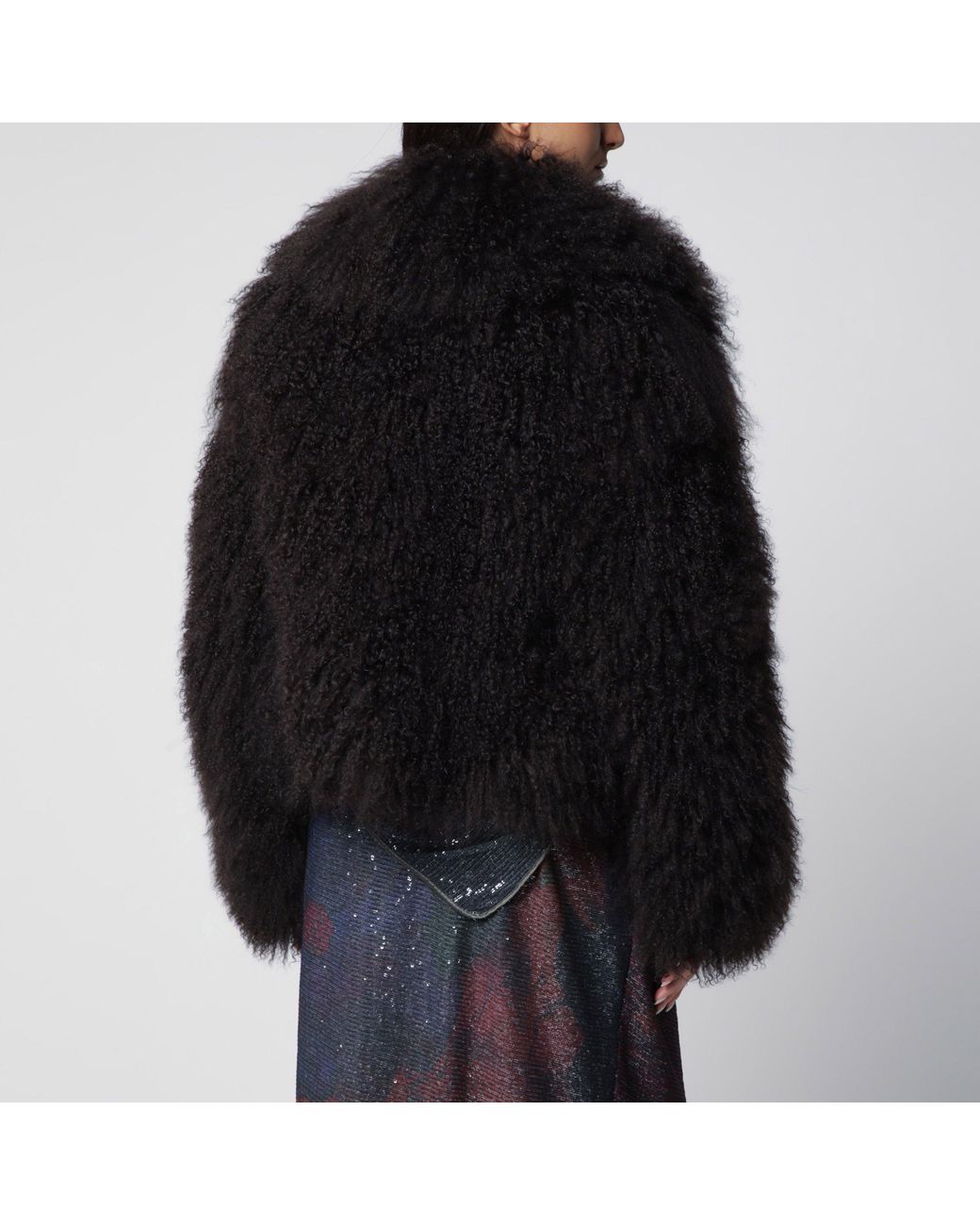 Blancha Black Short Chocolate Fur Jacket
