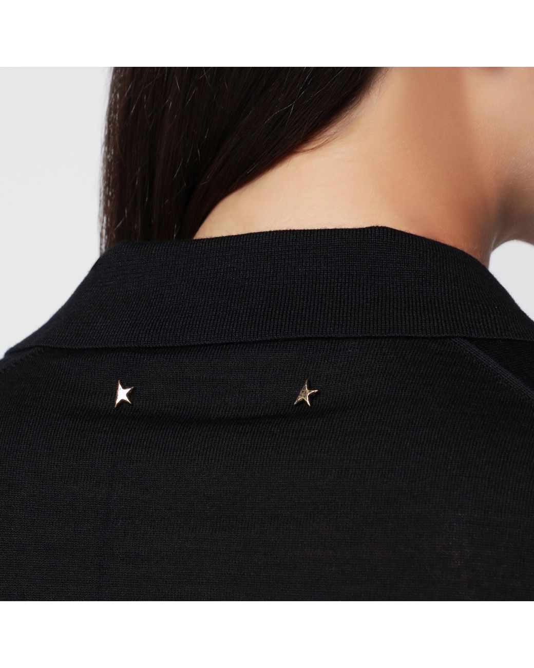 Golden Goose Deluxe Brand Black Virgin Wool Long-Sleeved Polo Shirt
