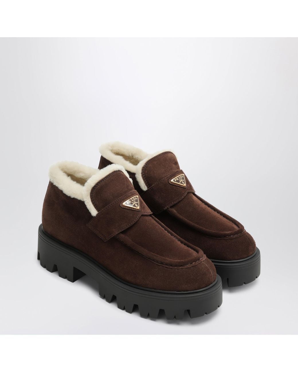 Prada Brown Dark Suede Moccasins