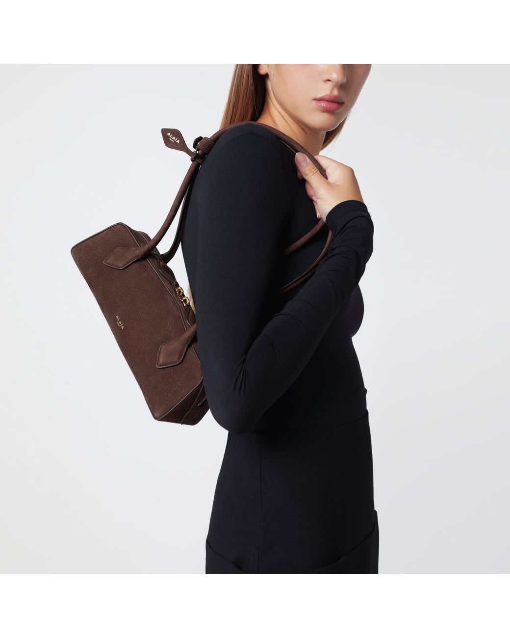Alaïa Brown Le Teckel Small Nubuck Bag