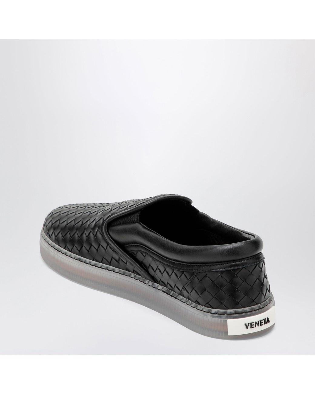 Bottega Veneta Black Serena Slip-On Woven Leather Sneakers for men