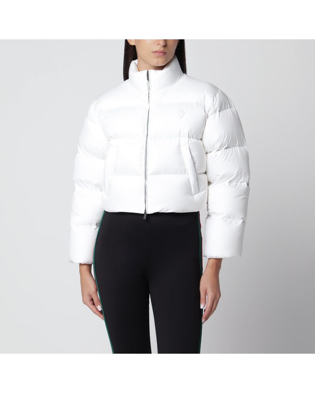 Gucci White Cropped Padded Zip-Up Down Jacket