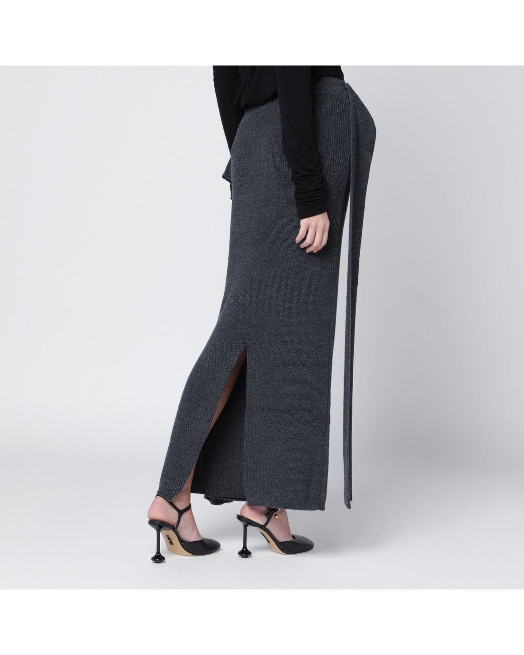 Entire studios Black Long Wool Skirt