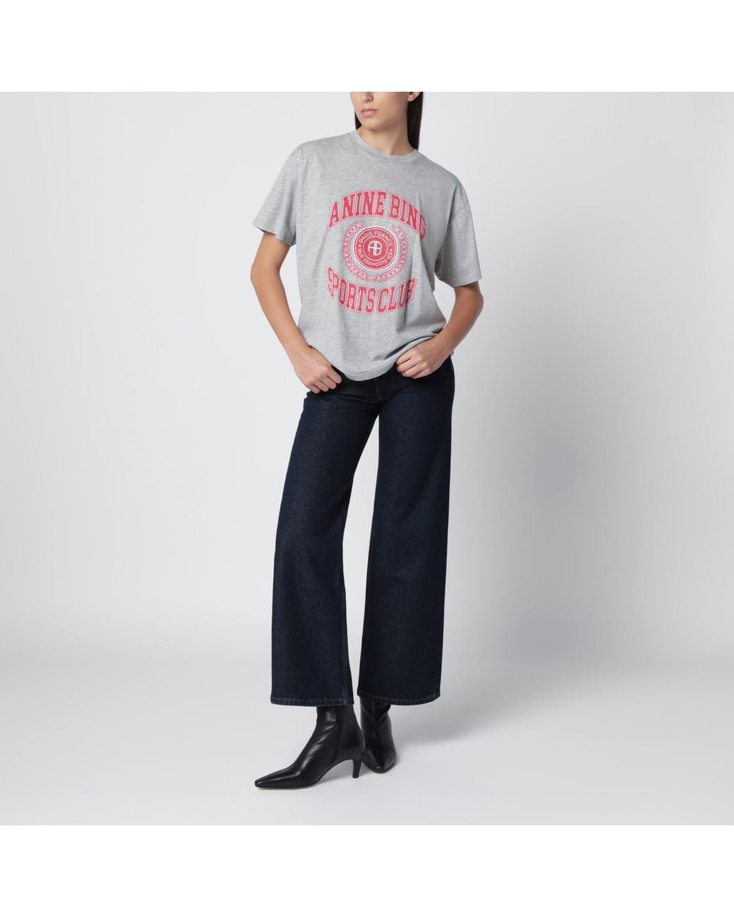 Anine Bing White Cade Tee Collegiate Cotton T-Shirt