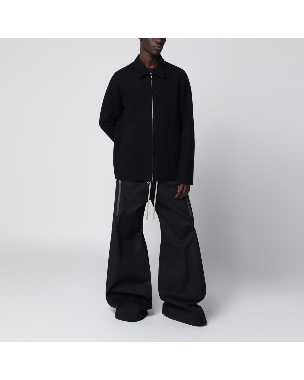 Rick Owens Black Wool Zip-Up Jacket for men