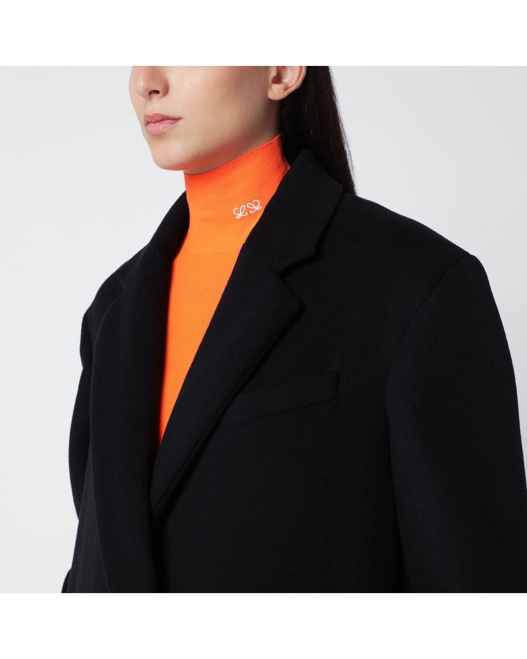 Loewe Black Wool And Cashmere Coat