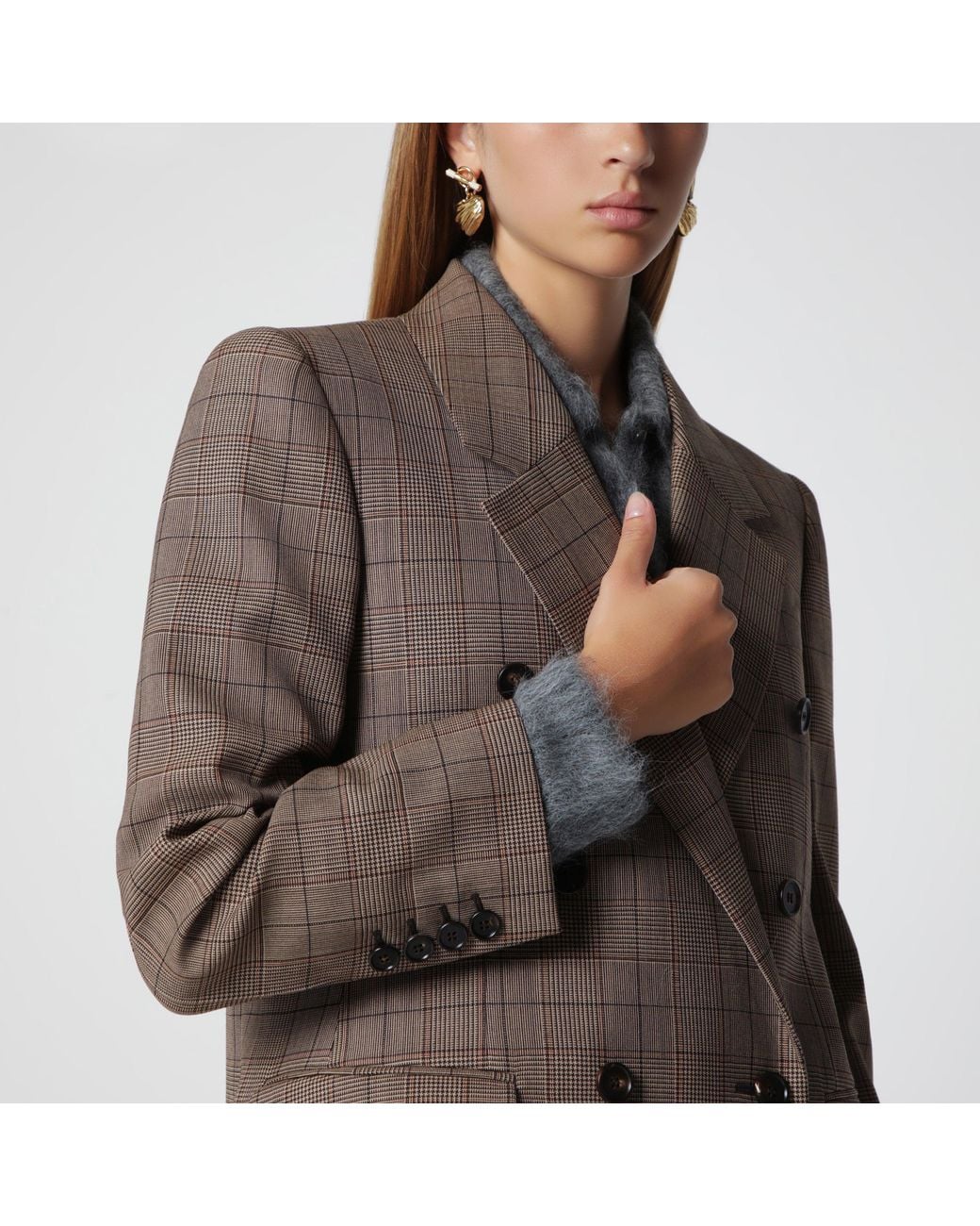 Chloé Brown Prince Of Wales Double-Breasted Jacket