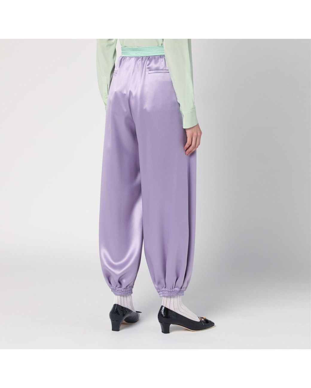 Valentino Purple Wide Lilac Silk Pants