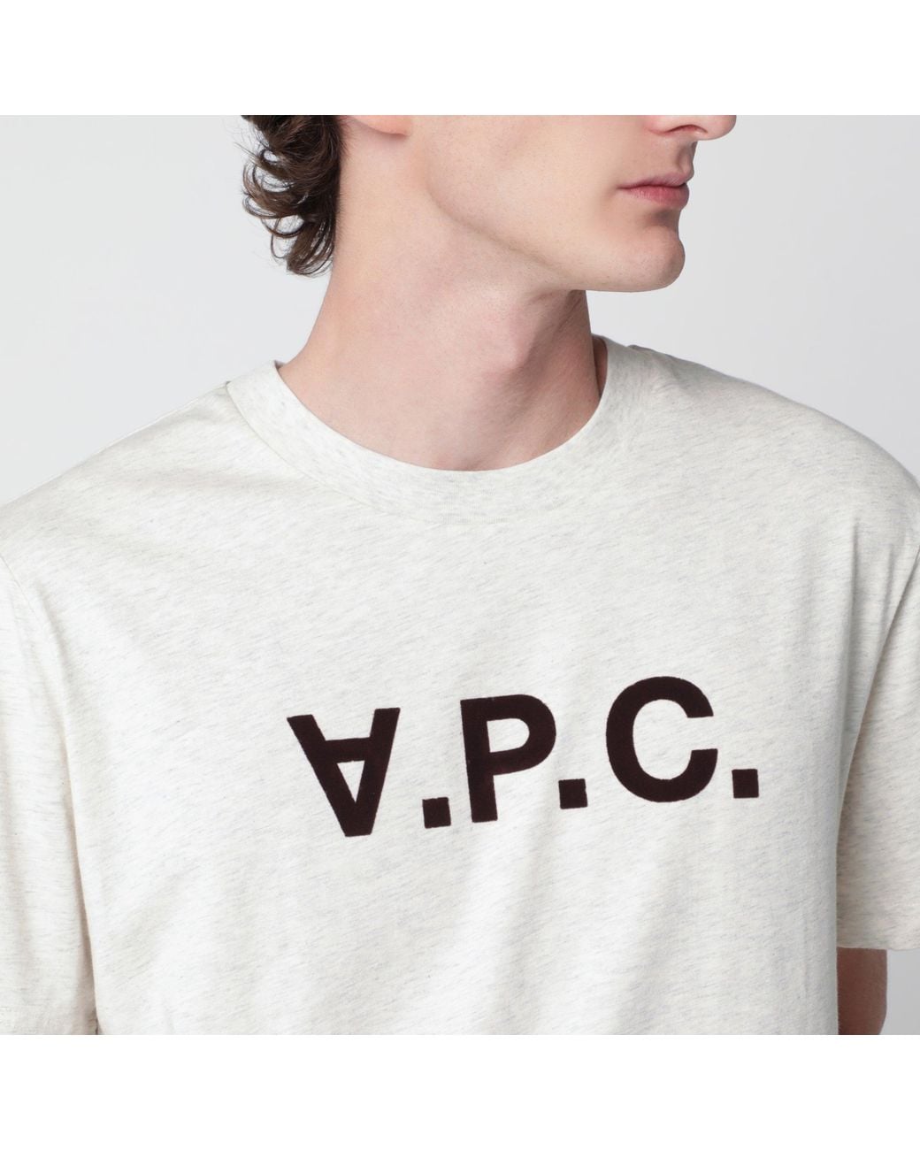 A.P.C. White Ecru Standard Grand Vpc Cotton T-Shirt for men