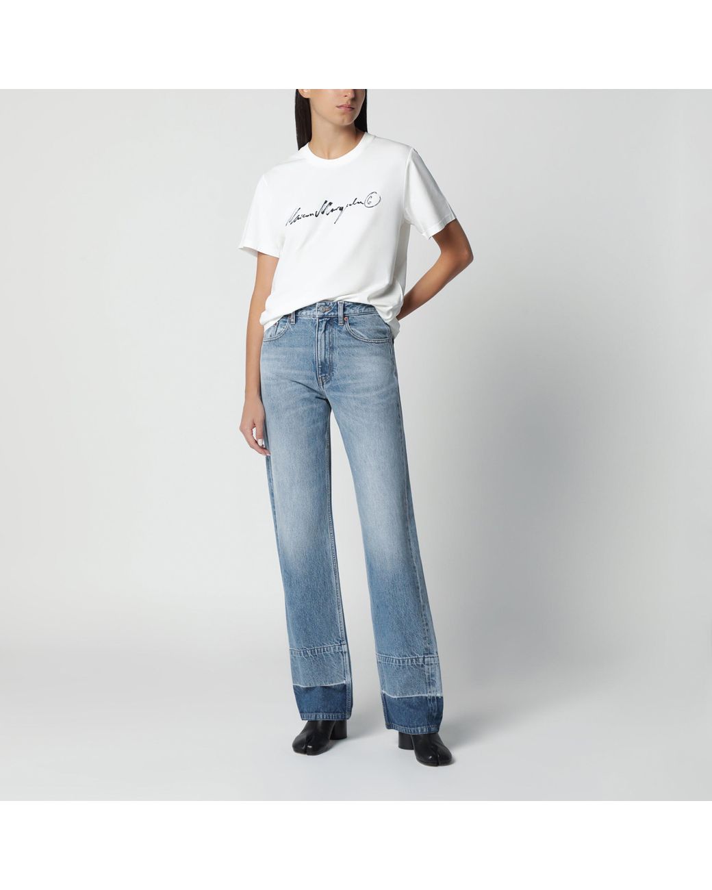 MM6 by Maison Margiela White Logo-Print T-Shirt